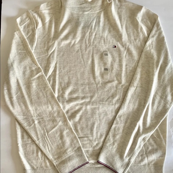 Tommy Hilfiger Mens Off white Merino Wool Blend Turtleneck Sweater 2XL - Picture 2 of 7
